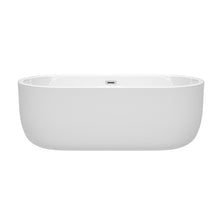 Load image into Gallery viewer, Wyndham Juliette 67 Inch Freestanding Bathtub in White with Polished Chrome Drain and Overflow Trim- Wyndham