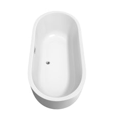 Load image into Gallery viewer, Wyndham Juliette 67 Inch Freestanding Bathtub in White with Polished Chrome Drain and Overflow Trim- Wyndham