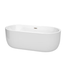 Load image into Gallery viewer, Wyndham Juliette 67 Inch Freestanding Bathtub in White with Brushed Nickel Drain and Overflow Trim- Wyndham