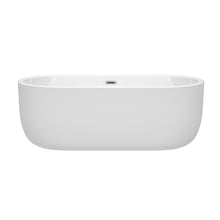 Load image into Gallery viewer, Wyndham Juliette 67 Inch Freestanding Bathtub in White with Brushed Nickel Drain and Overflow Trim- Wyndham