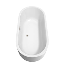 Load image into Gallery viewer, Wyndham Juliette 67 Inch Freestanding Bathtub in White with Brushed Nickel Drain and Overflow Trim- Wyndham