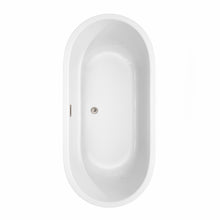Load image into Gallery viewer, Wyndham Juliette 67 Inch Freestanding Bathtub in White with Brushed Nickel Drain and Overflow Trim- Wyndham