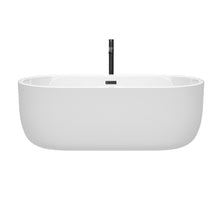 Load image into Gallery viewer, Wyndham Juliette 67 Inch Freestanding Bathtub in White with Floor Mounted Faucet, Drain and Overflow Trim in Matte Black- Wyndham