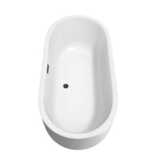 Load image into Gallery viewer, Wyndham Juliette 67 Inch Freestanding Bathtub in White with Matte Black Drain and Overflow Trim- Wyndham