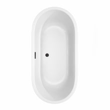 Load image into Gallery viewer, Wyndham Juliette 67 Inch Freestanding Bathtub in White with Floor Mounted Faucet, Drain and Overflow Trim in Matte Black- Wyndham