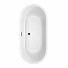Load image into Gallery viewer, Wyndham Juliette 67 Inch Freestanding Bathtub in White with Matte Black Drain and Overflow Trim- Wyndham