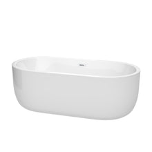 Load image into Gallery viewer, Wyndham Juliette 67 Inch Freestanding Bathtub in White with Shiny White Drain and Overflow Trim- Wyndham