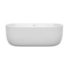 Load image into Gallery viewer, Wyndham Juliette 67 Inch Freestanding Bathtub in White with Shiny White Drain and Overflow Trim- Wyndham