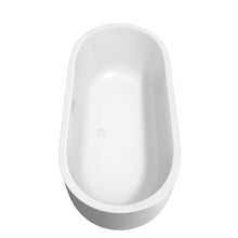 Load image into Gallery viewer, Wyndham Juliette 67 Inch Freestanding Bathtub in White with Shiny White Drain and Overflow Trim- Wyndham