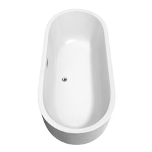 Load image into Gallery viewer, Wyndham Juliette 71 Inch Freestanding Bathtub in White with Polished Chrome Drain and Overflow Trim- Wyndham