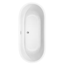 Load image into Gallery viewer, Wyndham Juliette 71 Inch Freestanding Bathtub in White with Floor Mounted Faucet, Drain and Overflow Trim in Polished Chrome- Wyndham