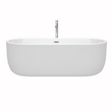 Load image into Gallery viewer, Wyndham Juliette 71 Inch Freestanding Bathtub in White with Floor Mounted Faucet, Drain and Overflow Trim in Polished Chrome- Wyndham
