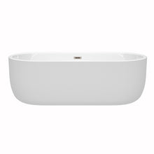 Load image into Gallery viewer, Wyndham Juliette 71 Inch Freestanding Bathtub in White with Brushed Nickel Drain and Overflow Trim- Wyndham