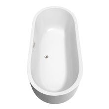 Load image into Gallery viewer, Wyndham Juliette 71 Inch Freestanding Bathtub in White with Floor Mounted Faucet, Drain and Overflow Trim in Brushed Nickel- Wyndham