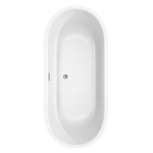 Load image into Gallery viewer, Wyndham Juliette 71 Inch Freestanding Bathtub in White with Floor Mounted Faucet, Drain and Overflow Trim in Brushed Nickel- Wyndham