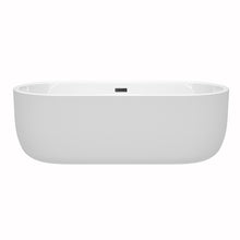 Load image into Gallery viewer, Wyndham Juliette 71 Inch Freestanding Bathtub in White with Matte Black Drain and Overflow Trim- Wyndham