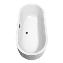 Load image into Gallery viewer, Wyndham Juliette 71 Inch Freestanding Bathtub in White with Matte Black Drain and Overflow Trim- Wyndham