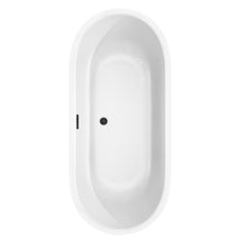 Load image into Gallery viewer, Wyndham Juliette 71 Inch Freestanding Bathtub in White with Matte Black Drain and Overflow Trim- Wyndham
