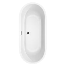 Load image into Gallery viewer, Wyndham Juliette 71 Inch Freestanding Bathtub in White with Floor Mounted Faucet, Drain and Overflow Trim in Matte Black- Wyndham