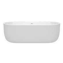 Load image into Gallery viewer, Wyndham Juliette 71 Inch Freestanding Bathtub in White with Shiny White Drain and Overflow Trim- Wyndham