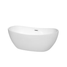 Load image into Gallery viewer, Wyndham Rebecca 60 Inch Freestanding Bathtub in White with Polished Chrome Drain and Overflow Trim- Wyndham