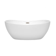 Load image into Gallery viewer, Wyndham Rebecca 60 Inch Freestanding Bathtub in White with Brushed Nickel Drain and Overflow Trim- Wyndham