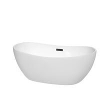 Load image into Gallery viewer, Wyndham Rebecca 60 Inch Freestanding Bathtub in White with Matte Black Drain and Overflow Trim- Wyndham