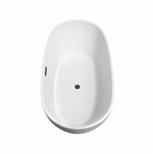 Load image into Gallery viewer, Wyndham Rebecca 60 Inch Freestanding Bathtub in White with Matte Black Drain and Overflow Trim- Wyndham
