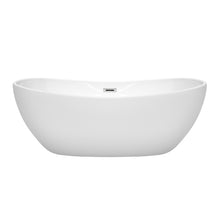 Load image into Gallery viewer, Wyndham Rebecca 65 Inch Freestanding Bathtub in White with Polished Chrome Drain and Overflow Trim- Wyndham