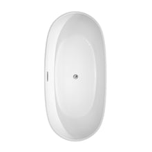 Load image into Gallery viewer, Wyndham Rebecca 65 Inch Freestanding Bathtub in White with Floor Mounted Faucet, Drain and Overflow Trim in Polished Chrome- Wyndham