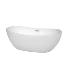 Load image into Gallery viewer, Wyndham Rebecca 65 Inch Freestanding Bathtub in White with Brushed Nickel Drain and Overflow Trim- Wyndham