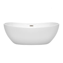 Load image into Gallery viewer, Wyndham Rebecca 65 Inch Freestanding Bathtub in White with Brushed Nickel Drain and Overflow Trim- Wyndham