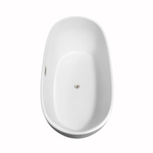 Load image into Gallery viewer, Wyndham Rebecca 65 Inch Freestanding Bathtub in White with Floor Mounted Faucet, Drain and Overflow Trim in Brushed Nickel- Wyndham