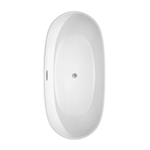 Load image into Gallery viewer, Wyndham Rebecca 65 Inch Freestanding Bathtub in White with Brushed Nickel Drain and Overflow Trim- Wyndham