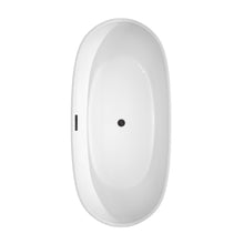 Load image into Gallery viewer, Wyndham Rebecca 65 Inch Freestanding Bathtub in White with Floor Mounted Faucet, Drain and Overflow Trim in Matte Black- Wyndham