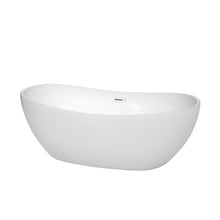 Load image into Gallery viewer, Wyndham Rebecca 65 Inch Freestanding Bathtub in White with Shiny White Drain and Overflow Trim- Wyndham