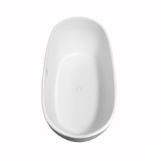 Load image into Gallery viewer, Wyndham Rebecca 65 Inch Freestanding Bathtub in White with Shiny White Trim and Floor Mounted Faucet in Brushed Gold- Wyndham