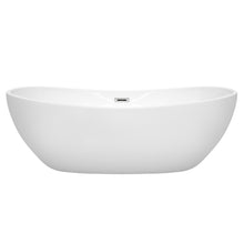 Load image into Gallery viewer, Wyndham Rebecca 70 Inch Freestanding Bathtub in White with Polished Chrome Drain and Overflow Trim- Wyndham