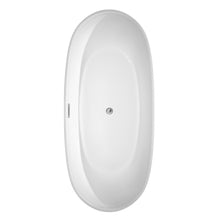 Load image into Gallery viewer, Wyndham Rebecca 70 Inch Freestanding Bathtub in White with Floor Mounted Faucet, Drain and Overflow Trim in Polished Chrome- Wyndham