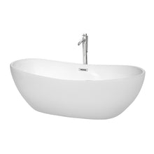 Load image into Gallery viewer, Wyndham Rebecca 70 Inch Freestanding Bathtub in White with Floor Mounted Faucet, Drain and Overflow Trim in Polished Chrome- Wyndham