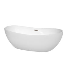 Load image into Gallery viewer, Wyndham Rebecca 70 Inch Freestanding Bathtub in White with Brushed Nickel Drain and Overflow Trim- Wyndham