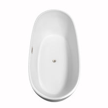 Load image into Gallery viewer, Wyndham Rebecca 70 Inch Freestanding Bathtub in White with Floor Mounted Faucet, Drain and Overflow Trim in Brushed Nickel- Wyndham