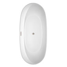 Load image into Gallery viewer, Wyndham Rebecca 70 Inch Freestanding Bathtub in White with Brushed Nickel Drain and Overflow Trim- Wyndham