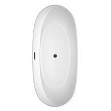 Load image into Gallery viewer, Wyndham Rebecca 70 Inch Freestanding Bathtub in White with Matte Black Drain and Overflow Trim- Wyndham