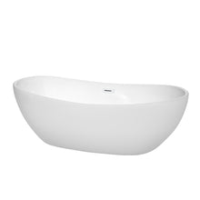 Load image into Gallery viewer, Wyndham Rebecca 70 Inch Freestanding Bathtub in White with Shiny White Drain and Overflow Trim- Wyndham
