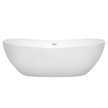 Load image into Gallery viewer, Wyndham Rebecca 70 Inch Freestanding Bathtub in White with Shiny White Drain and Overflow Trim- Wyndham
