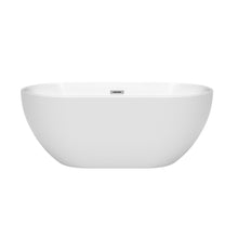 Load image into Gallery viewer, Wyndham Brooklyn 60 Inch Freestanding Bathtub in White with Polished Chrome Drain and Overflow Trim- Wyndham