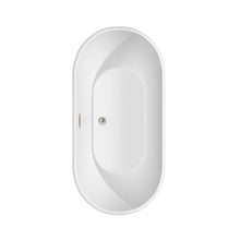 Load image into Gallery viewer, Wyndham Brooklyn 60 Inch Freestanding Bathtub in White with Floor Mounted Faucet, Drain and Overflow Trim in Brushed Nickel- Wyndham