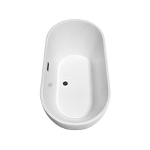 Load image into Gallery viewer, Wyndham Brooklyn 60 Inch Freestanding Bathtub in White with Matte Black Drain and Overflow Trim- Wyndham