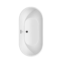 Load image into Gallery viewer, Wyndham Brooklyn 60 Inch Freestanding Bathtub in White with Matte Black Drain and Overflow Trim- Wyndham